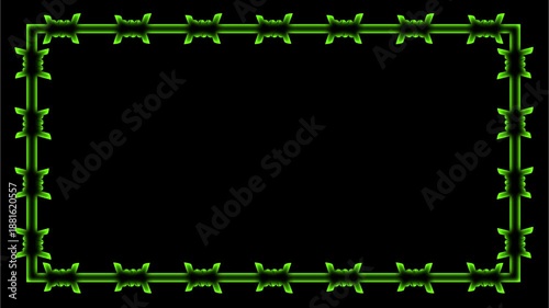 Color image, luminescent glow.  The frame is made of barbed wire. Blank for the banner.