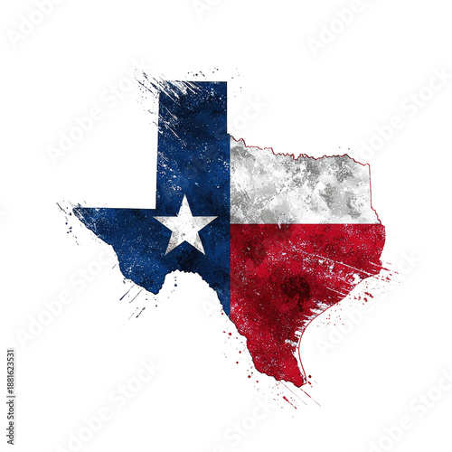 Artistic depiction of a US state's shape filled with a flag design against a black background