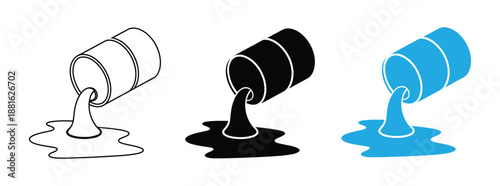 Oil spill glyph icon from barrel showing environmental pollution disaster and hazardous chemical waste leakage vector design vector solid glyph icon. 