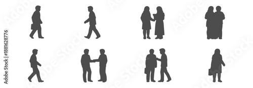 Architectural People Silhouette CAD Blocks Top View - Solid Black Human Figure Scale Collection for Site and Floor Plans