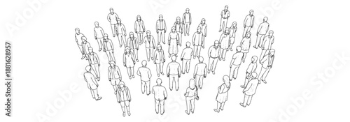 Top View Standing People CAD Blocks - Professional Line Art Scale Figures for Architectural Floor Plans and Site Layouts