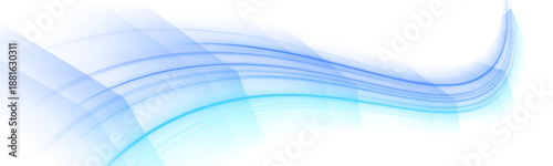 Vector png blue glowing lines air flow effect. Wavy transparent curved lines in the form of a blue wave, dynamically flowing sea water in a large set of different contour shapes.	