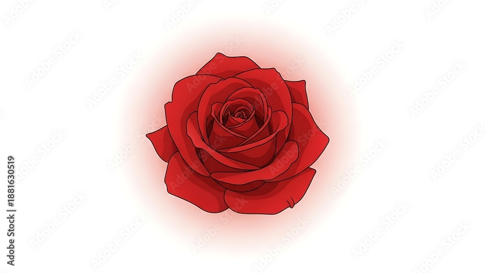 Fototapeta premium Vibrant red rose with soft glowing light background