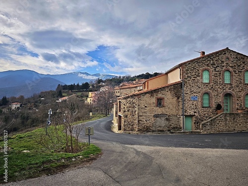 Saint-Marsal rural village in the French Pyrenees surrounded by mountains and forest. Céret. France. 