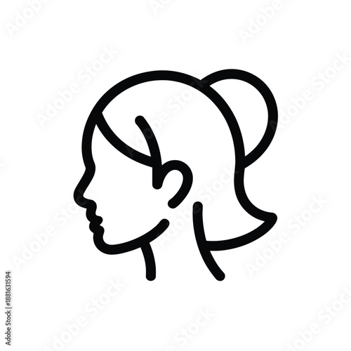 Young girl with ponytail isolated on white background, Vector, illustration