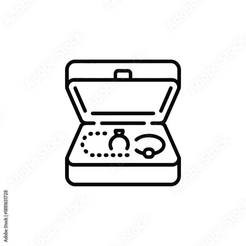 Engagement ring in box isolated on white background, Vector, illustration