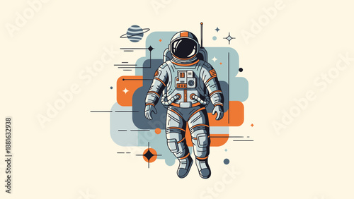 Astronaut in Space Suit Floating Freely 1.