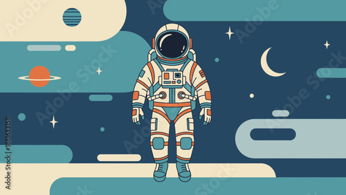 Astronaut in Space Suit Standing Alone.