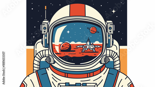 Astronaut Space Suit Illustration Close Up View.