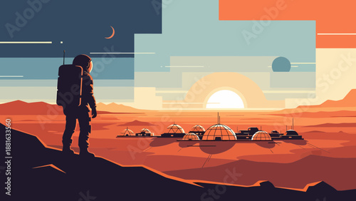 Astronaut Standing on Alien Planet Surface 1.