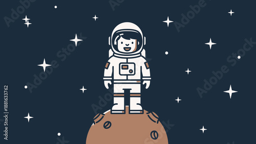 Astronaut Standing on Planet in Space.