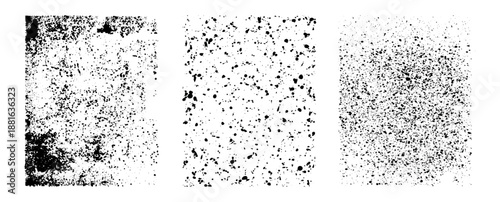 Noisy monochrome spray grunge overlay texture effect or filter for photo. Vector stains and scratched, damaged distressed paper with scratches, noise and grit. Urban or modern rough design