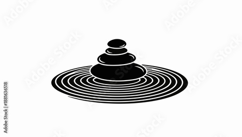 Zen balance stones creating ripples in water, symbolizing harmony and peace