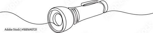 Continuous one line drawing of a flashlight.one line vector illustration with white background