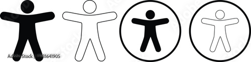 Universal Accessibility Symbol Set, Human Figure with Outstretched Arms Icon for Disability and Diversity, Vector Illustration