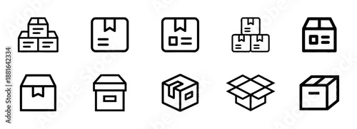 Boxes and packages line icons for delivery service