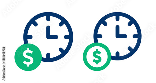 Clock and money concept for hourly wage or investment time