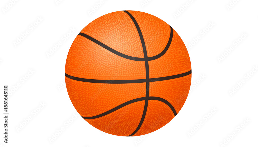 Fototapeta premium Close-up shot of an orange basketball with black lines against a clean white background.