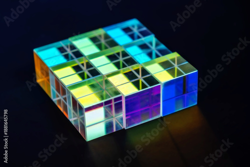 Fotografia This is an optical glass X-cube prism, a type of dichroic prism used for light d