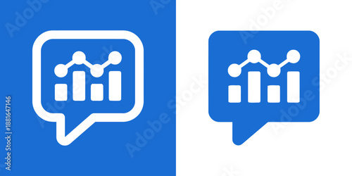 Data analytics chat bubble stock market graph icon vector