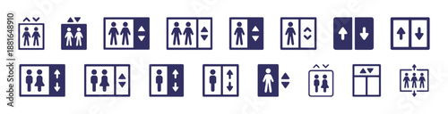 Elevator icons collection symbol of lift with arrow