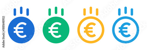 Euro coin icons showing growth, money symbol vector