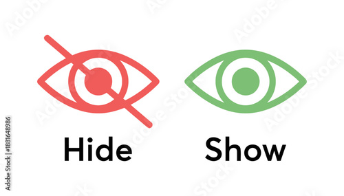 Eye icon with crossed line for hide and visible for show