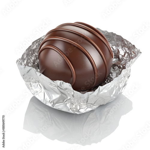 Luxury Brown Chocolate Candy Ball with Silver Metallic Foil Packaging