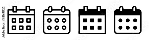 Group of calendar icons with squares and circles