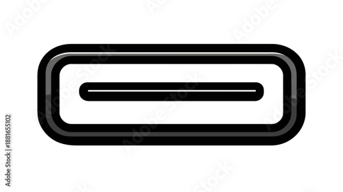Sleek universal USB-C port or connector icon, glossy black 3D render on white, modern technology data transfer and charging interface.
