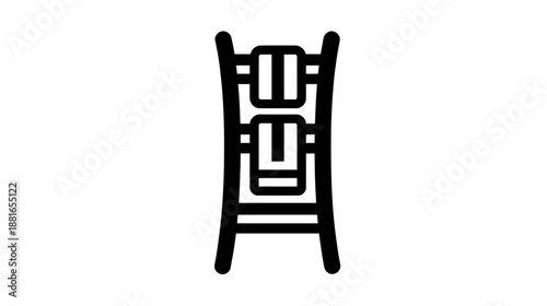 Bathroom Towel Rack Icon with Hanging Towels. Simple Line Art Vector Illustration for Laundry, Home, and Interior Design.