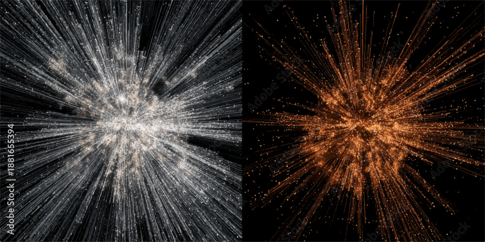 Obraz premium Dual explosion fireworks display in black and gold