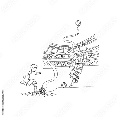 Soccer Game Action Sketch Penalty Kick Goal