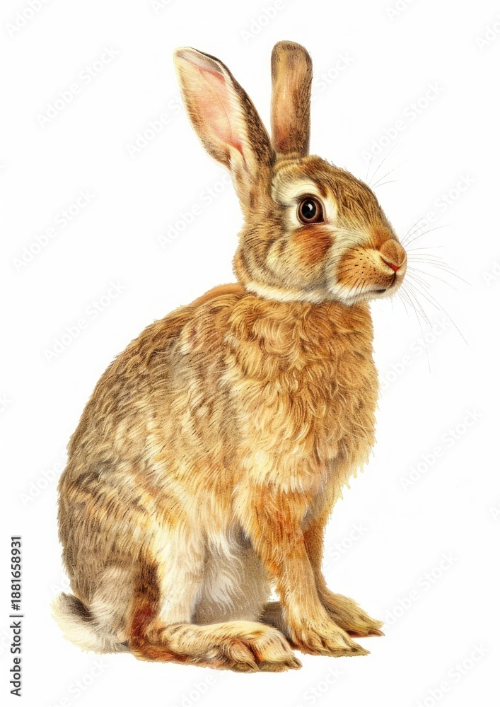 Obraz premium Realistic rabbit illustration, nature art