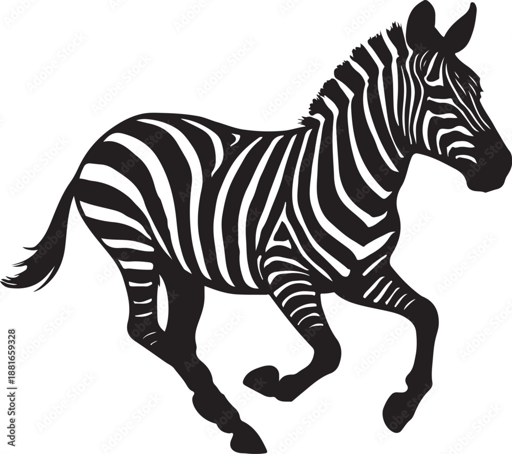 Fototapeta premium Running Zebra Vector Illustration Isolated on White Background 