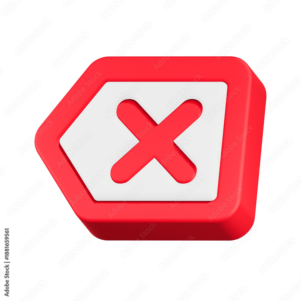 Obraz premium cross mark icon 3d render red left arrow
