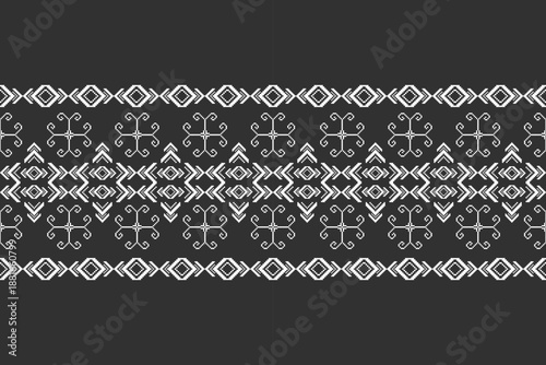 Ikat ethnic abstract geometric embroidery knitting element seamless on yellow background pattern. Native decorative design for fabric, fashion, texture, wallpaper, border, line, lace, decoration