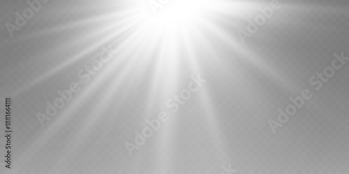 Realistic volumetric light rays of light. On a transparent background.