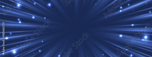 Radial speed rays, light neon flow, zoom in motion effect, blue glow speed lines, colorful light trails, perspective stripes Abstract background, vector illustration.