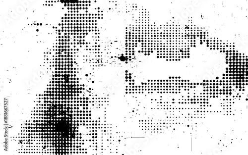 Vintage Print Halftone Texture Overlay. Black and White Dirty Halftone Texture. Vector Texture Background