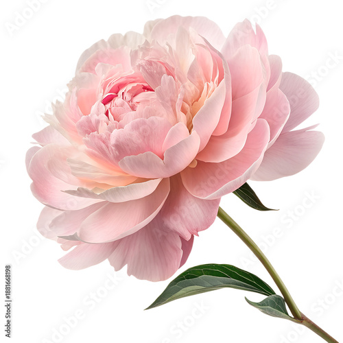 Soft Pink Peony Flower Isolated on Transparent Background, Layered Silky Petals Luxury PNG