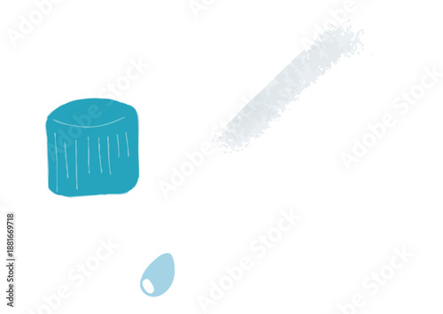 青い蓋のローション容器から保湿剤が出ているイラスト