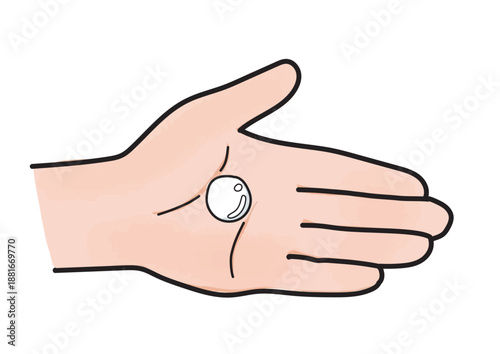 1円玉大の白い液体を乗せた手のひら