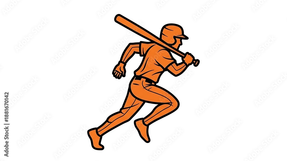 Obraz premium Baseball player running with bat over shoulder dynamically