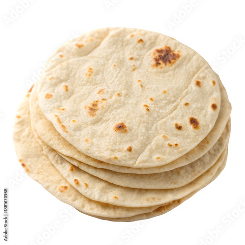 Fresh Indian chapati isolated on transparent background