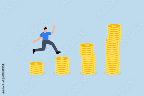 Compound interest, the investor jumps into a stack of growth compound currencies.