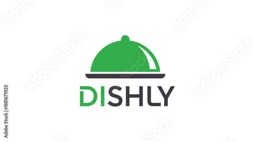 Dishly Logo with Green Serving Dome.