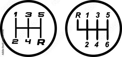 Manual Car Gear Shift Stick Knob Pattern Vector Icons