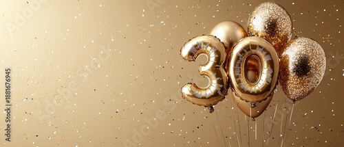 Golden 30th Birthday Celebration with Festive Balloons