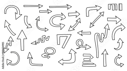 Diverse Hand-Drawn Arrow Collection: Directional Symbols for Design and Navigation